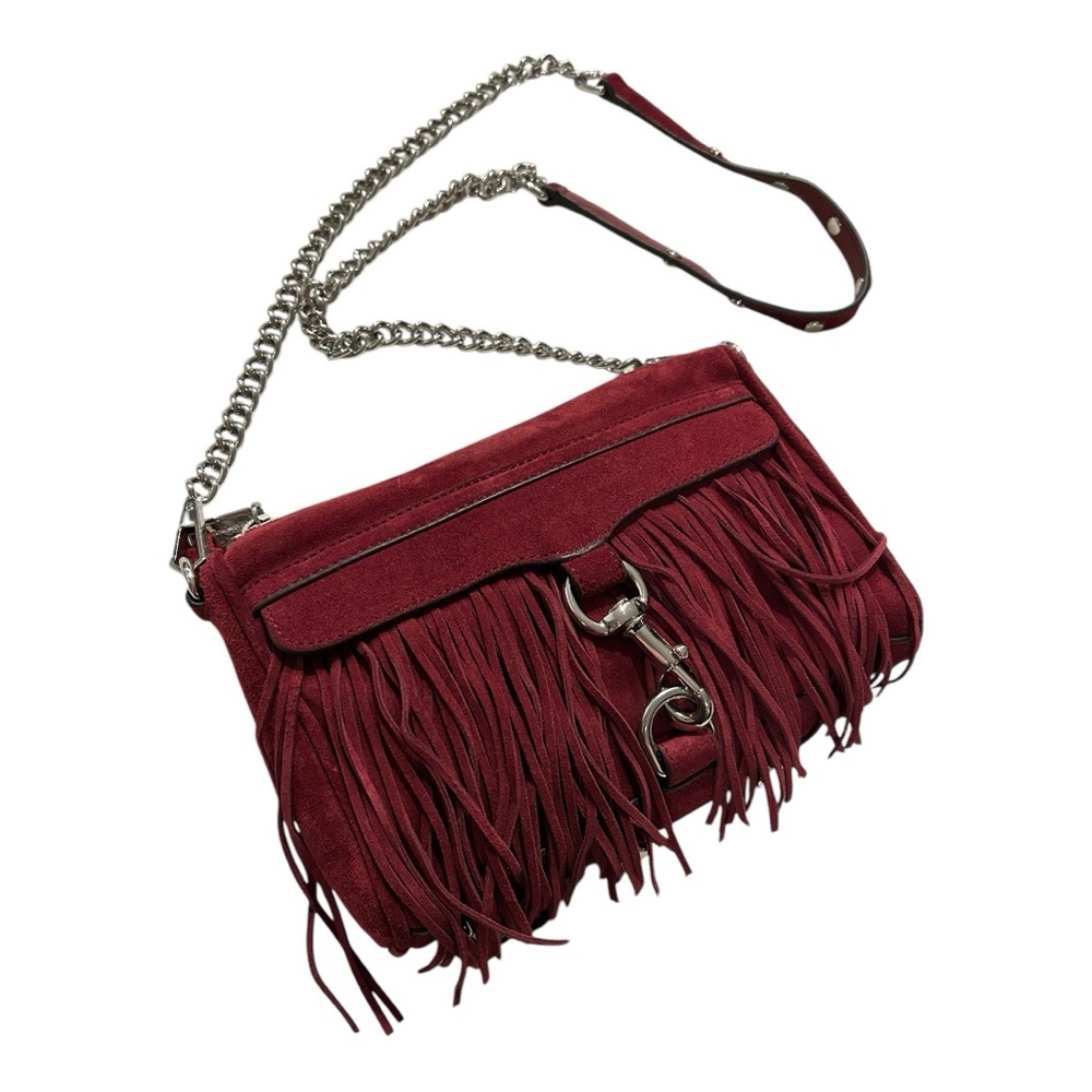 Rebecca Minkoff Mini Mac- Fringed Red Suede Crossbody Bag!!!! NWOT!